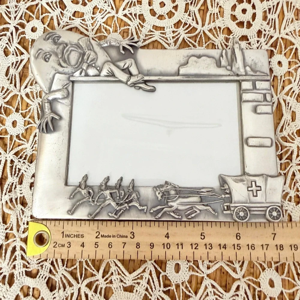 Vintage Humpty Dumpty Pewter Tone Metal Picture Frame Nursery Rhyme 3.5x5